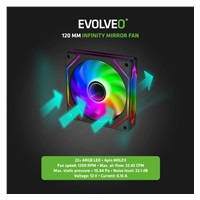 EVOLVEO 120UX-M ventilátor 120mm, 4pin molex, ARGB, master, černá