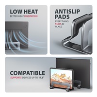 AXAGON STND-VG, aluminiowy stojak pionowy do laptopów 10"-17.3, regulowany rozstaw, szary