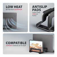 AXAGON STND-VB, aluminiowy stojak pionowy do laptopów 10"-17.3, regulowany rozstaw, czarny