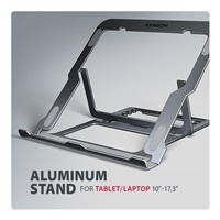 AXAGON STND-LAG, aluminiowa podstawka do laptopów 10"-17.3", regulowana wysokość, szara