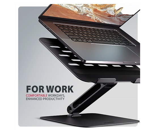 AXAGON STND-LQB, hliníkový HQ stojan pro notebooky 10"-17.3", nastavitelná výška a úhel, černý