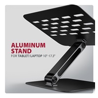 AXAGON STND-LQB, hliníkový HQ stojan pro notebooky 10"-17.3", nastavitelná výška a úhel, černý