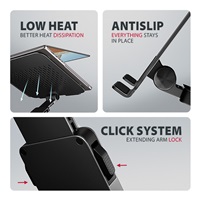 AXAGON STND-LRB, aluminiowy stojak do laptopów 10"-17.3" z regulowaną wysokością, kątem nachylenia i obrotem, czarny