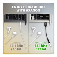 AXAGON ADA-HA, adapter audio USB-A na jack 3,5 mm Hi-Res DAC, 384 kHz / 32 bit, stereo