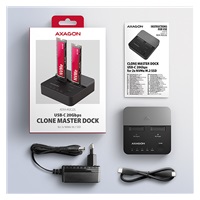 AXAGON ADSA-M2C22L, stacja dokująca USB-C 20Gb/s dla 2× dysków M.2 NVMe SSD z funkcją klonowania