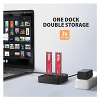 AXAGON ADSA-M2C22L, stacja dokująca USB-C 20Gb/s dla 2× dysków M.2 NVMe SSD z funkcją klonowania