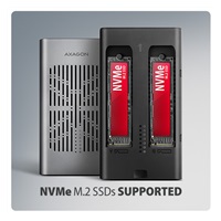 AXAGON EEM2-20GD, zewnętrzna obudowa USB-C 20 Gbps na dwa dyski SSD M.2 NVMe z funkcją klonowania