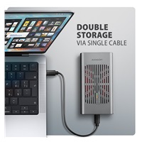 AXAGON EEM2-20GD, zewnętrzna obudowa USB-C 20 Gbps na dwa dyski SSD M.2 NVMe z funkcją klonowania