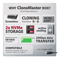 AXAGON EEM2-20GD, zewnętrzna obudowa USB-C 20 Gbps na dwa dyski SSD M.2 NVMe z funkcją klonowania