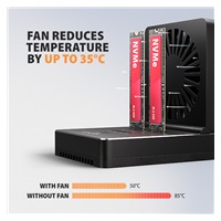 AXAGON ADSA-M2C22, stacja dokująca USB-C 20Gb/s dla 2× dysków M.2 NVMe/SATA SSD z funkcją klonowania