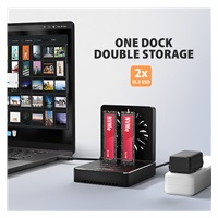 AXAGON ADSA-M2C22, stacja dokująca USB-C 20Gb/s dla 2× dysków M.2 NVMe/SATA SSD z funkcją klonowania