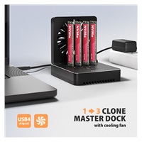 AXAGON ADSA-M2C44, stacja dokująca USB4 dla 4× dysków M.2 NVMe SSD z funkcją klonowania