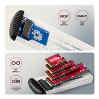 AXAGON EEM2-SC, zewnętrzna obudowa USB-C 10Gbps do dysków M.2 NVMe SSD, bezśrubowa, aluminiowa żebrowana