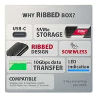 AXAGON EEM2-SC, zewnętrzna obudowa USB-C 10Gbps do dysków M.2 NVMe SSD, bezśrubowa, aluminiowa żebrowana