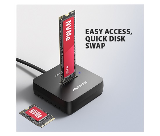 AXAGON ADSA-M2C11L, stacja dokująca USB-C 10Gbps dla 1x dysku M.2 NVMe SSD