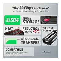 AXAGON EEM2-40G, zewnętrzna obudowa USB-C 40 Gbps do dysków M.2 NVMe SSD, wzmocnione aluminium
