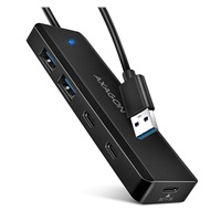 AXAGON HUE-C2A, 4× USB 5 Gbps TRAVEL hub, 2× USB-A + 2× USB-C, wejście zasilania USB-C, kabel USB-A 19 cm