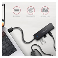 AXAGON HUE-C2A, 4× USB 5 Gbps TRAVEL hub, 2× USB-A + 2× USB-C, wejście zasilania USB-C, kabel USB-A 19 cm