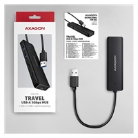 AXAGON HUE-C2A, 4× USB 5 Gbps TRAVEL hub, 2× USB-A + 2× USB-C, wejście zasilania USB-C, kabel USB-A 19 cm