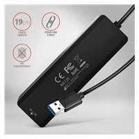 AXAGON HUE-C2A, 4× USB 5 Gbps TRAVEL hub, 2× USB-A + 2× USB-C, wejście zasilania USB-C, kabel USB-A 19 cm