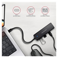 AXAGON HUE-C2C, 4× USB 5 Gbps TRAVEL hub, 2× USB-A + 2× USB-C, wejście zasilania USB-C, kabel USB-C 19 cm