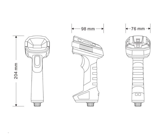 Virtuos CCD 2D průmyslová bezdrátová čtečka HW-857, USB, tmavě šedá