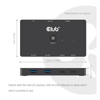 Club3D KVM Switch, 2xUSB-C na HDMI, 4K60Hz, PD 100W