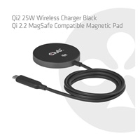 Club3D Bezdrátová nabíječka, 1x Qi2 25W, MagSafe, Qi certifikováno, černá