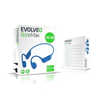 EVOLVEO bezdrátová sluchátka BoneMax MP3 32GB, na lícní kosti, IPX8, modrá