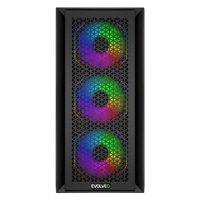 EVOLVEO Rhino, skříň eATX/ATX, 4x ARGB ventilátor 120mm, boční panel temperované sklo + mřížkovaný přední panel