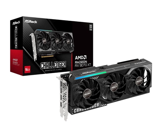 ASRock VGA AMD Radeon RX 9070 XT Challenger 16GB, RX 9070 XT, 16GB GDDR6, 3xDP, 1x HDMI