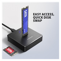 AXAGON ADSA-M2C11, stacja dokująca USB-C 10Gbps dla 1x dysku M.2 NVMe/SATA SSD