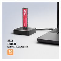 AXAGON ADSA-M2C11, stacja dokująca USB-C 10Gbps dla 1x dysku M.2 NVMe/SATA SSD