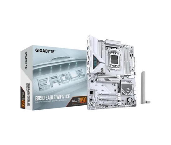 GIGABYTE MB Sc AM5 B850 EAGLE WF7 ICE, AMD B850, 4xDDR5, 1xHDMI, 1xDP, Wifi, ATX