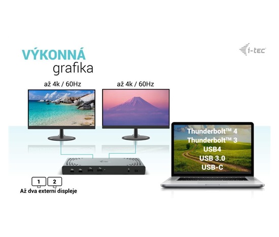 BAZAR - i-tec USB 3.0 / USB-C / Thunderbolt Dual Display Docking Station + PD 100W - Po opravě (Náhradní krabice)