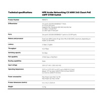 HPE Aruba Networking CX 6000 24p 10M/100M/1G Class4 PoE 4p SFP 1G 370W Switch R8N87B
