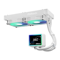 ASROCK Vodní chladič Challenger White 240 Digital, 2x120mm, ARGB, LGA1851, AM5, bílá