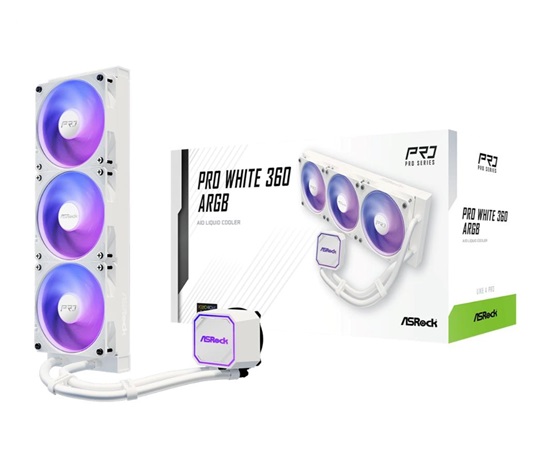 ASROCK Vodní chladič Pro White 360 ARGB, 3x120mm, LGA1851, AM5, bílá