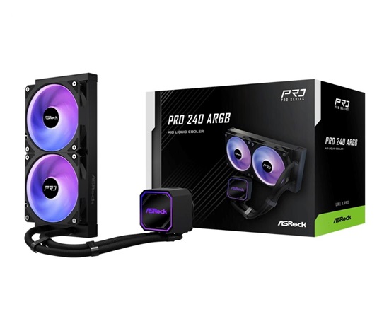 ASROCK Vodní chladič Pro 240 ARGB, 2x120mm, LGA1851, AM5, černá