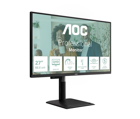 AOC MT IPS LCD WLED 27" Q27P4CV - IPS panel, 2560x1440, 120Hz, HDMI, DP, RJ45, USB-C, USB Hub, Pivot, repro