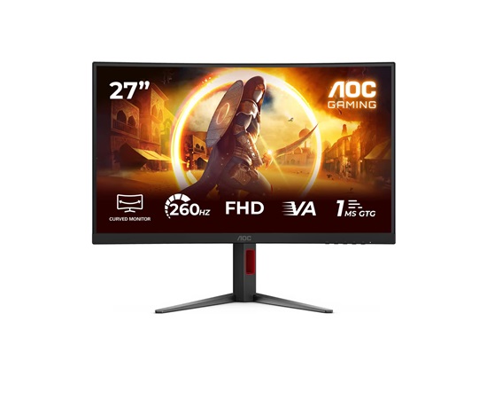 AOC MT VA LCD WLED 27" C27G4Z2 - Fast VA panel, 1920x1080, 260Hz, 1ms, HDMI, DP, Nastavitelná výška, Zakřivený