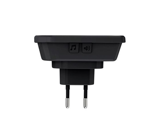 Solight bezdrátový zvonek, 2 tlačítka, do zásuvky, 200m, černý, learning code