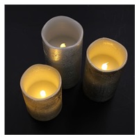 Solight sada LED svíček, 3x svíčka, 10/13/16cm, stříbrná barva, 3x AAA