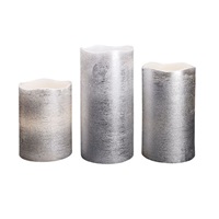 Solight sada LED svíček, 3x svíčka, 10/13/16cm, stříbrná barva, 3x AAA