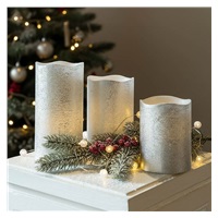 Solight sada LED svíček, 3x svíčka, 10/13/16cm, stříbrná barva, 3x AAA