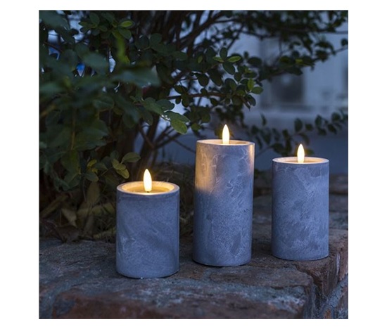 Solight sada LED svíček s časovačem, 3x svíčka, 10/13/15cm, šedá, 2xAA