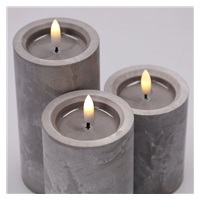 Solight sada LED svíček s časovačem, 3x svíčka, 10/13/15cm, šedá, 2xAA