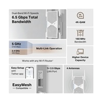 TP-Link RE405BE EasyMesh WiFi7 Extender/Repeater (BE6500,2,4GHz/5GHz,1x2,5GbELAN)