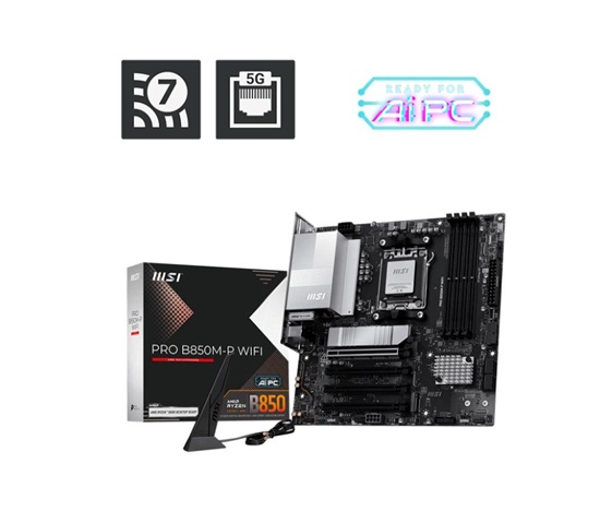 MSI MB Sc AM5 PRO B850M-P WIFI, AMD B850, 4xDDR5, 1xDP, 1xHDMI, mATX