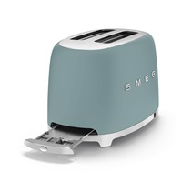 Smeg TSF01EGMEU toustovač / topinkovač, 2 toasty, 6 úrovní opékání, zásuvka na drobky, styl. 50. let, smaragdově zelená